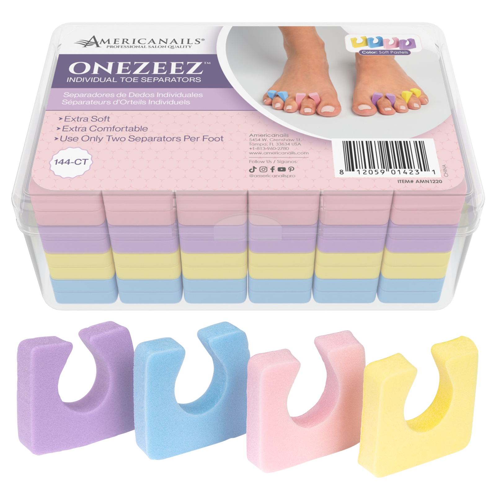 Onezeez Toe Separators | Soft Pastels 144ct Box