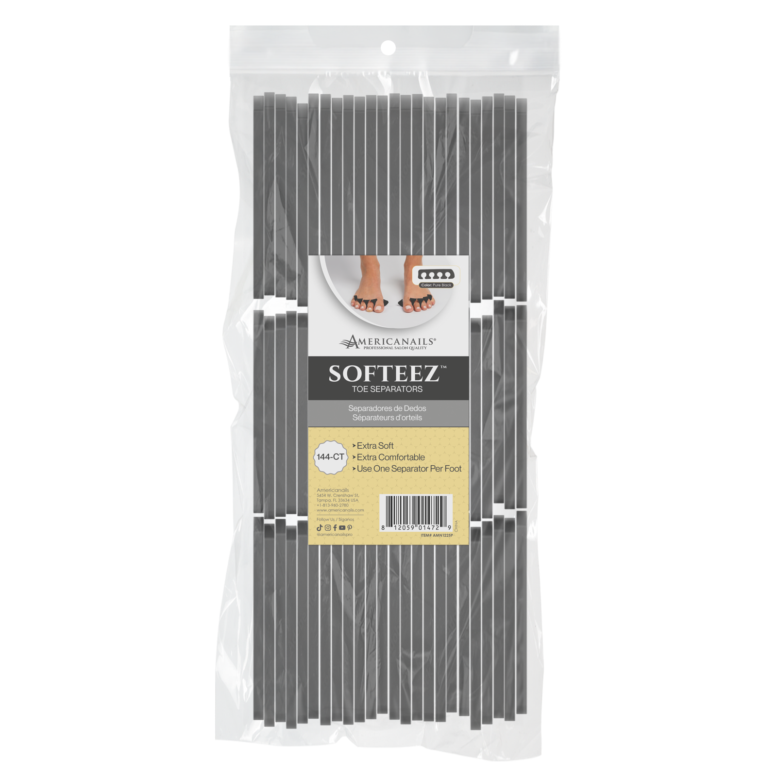 Softeez Toe Separators | Pure Black 144ct