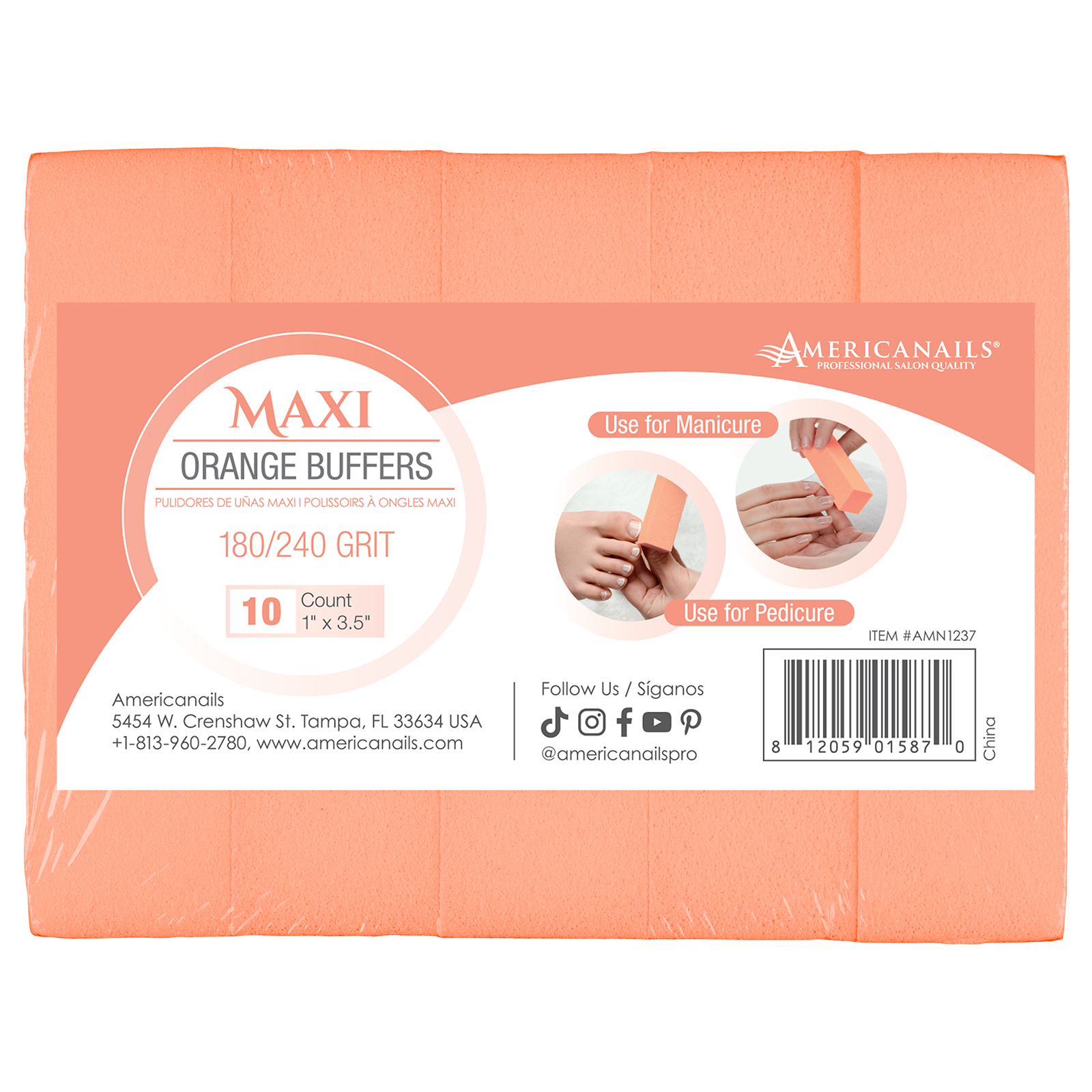 Disposable Maxi Orange Buffers | 180/240 Grit 10ct