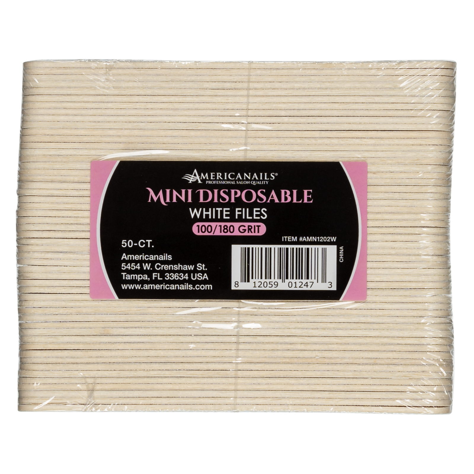 Mini Disposable White Files | 100/180 Grit 50ct