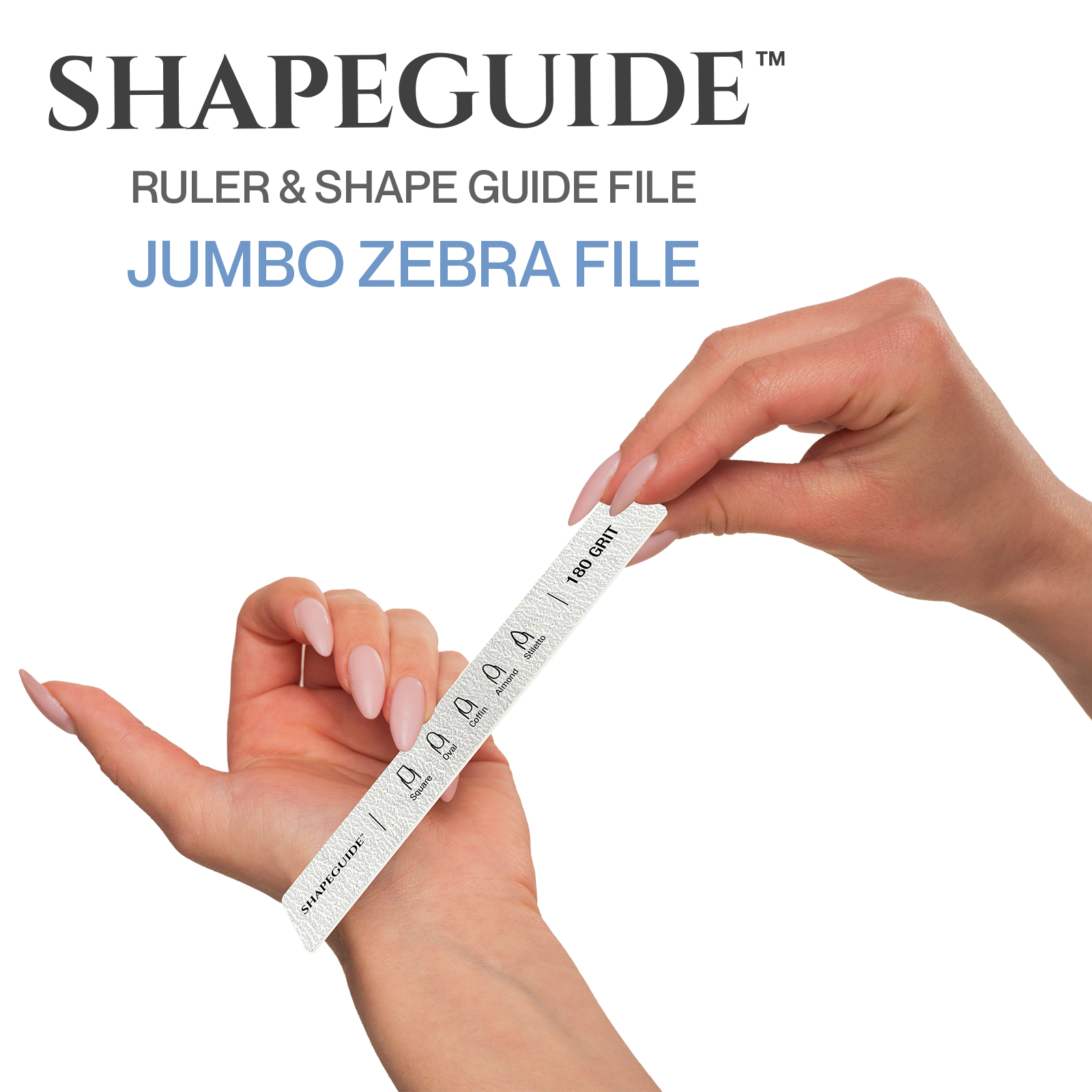 ShapeGuide™ Ruler & Shape Guide Nail File | Zebra 100/180 Grit 10ct