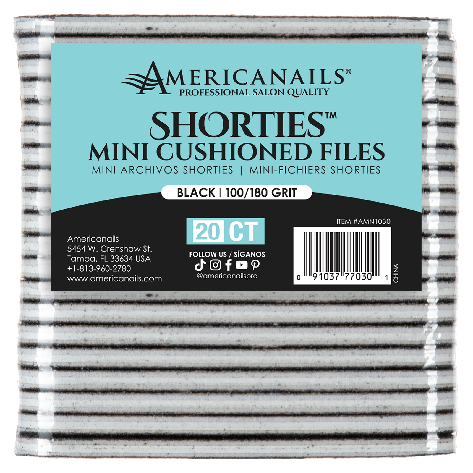 Shorties Mini Cushioned File | Black 100/180 20ct