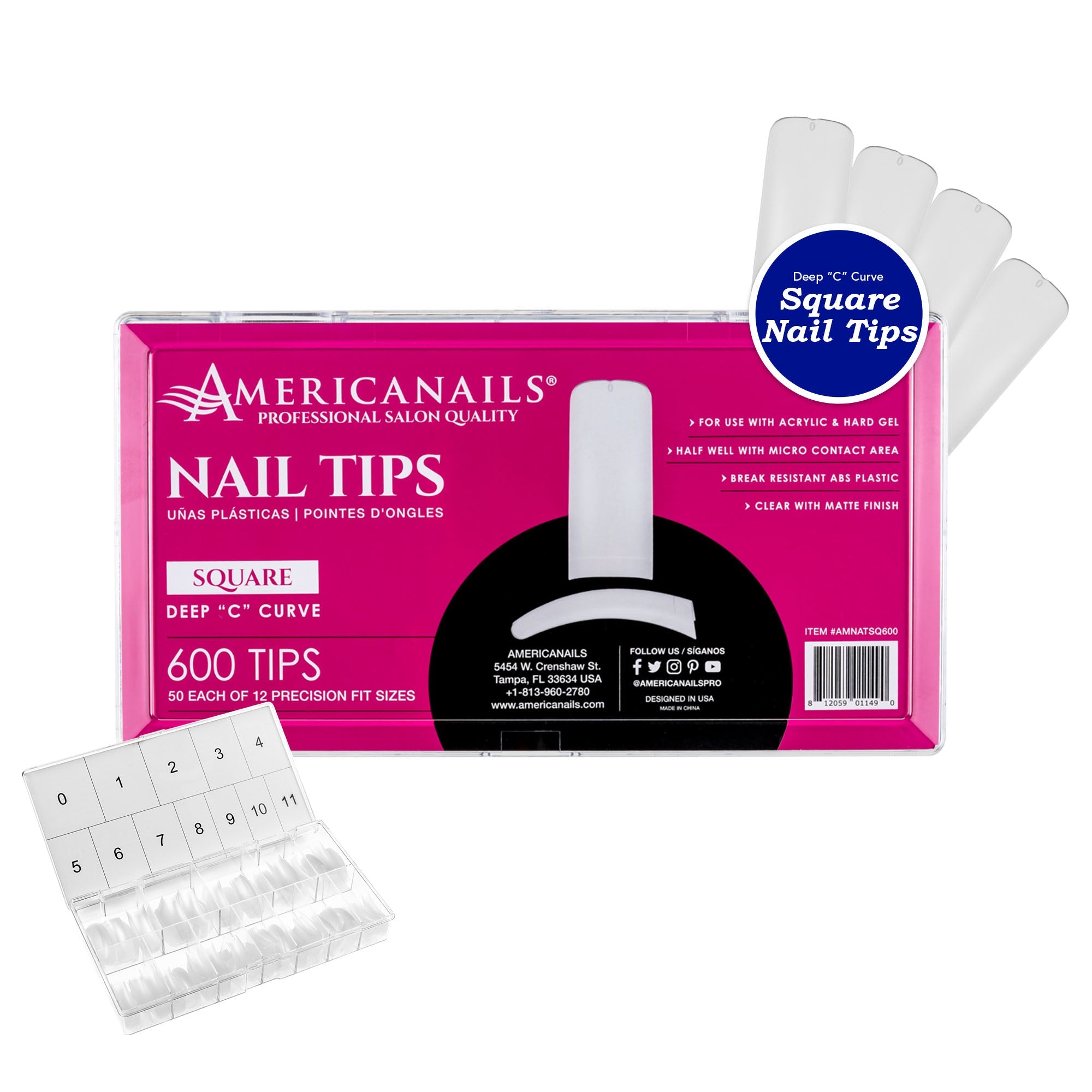 Nail Tips | Square (Deep "C" Curve) 600ct
