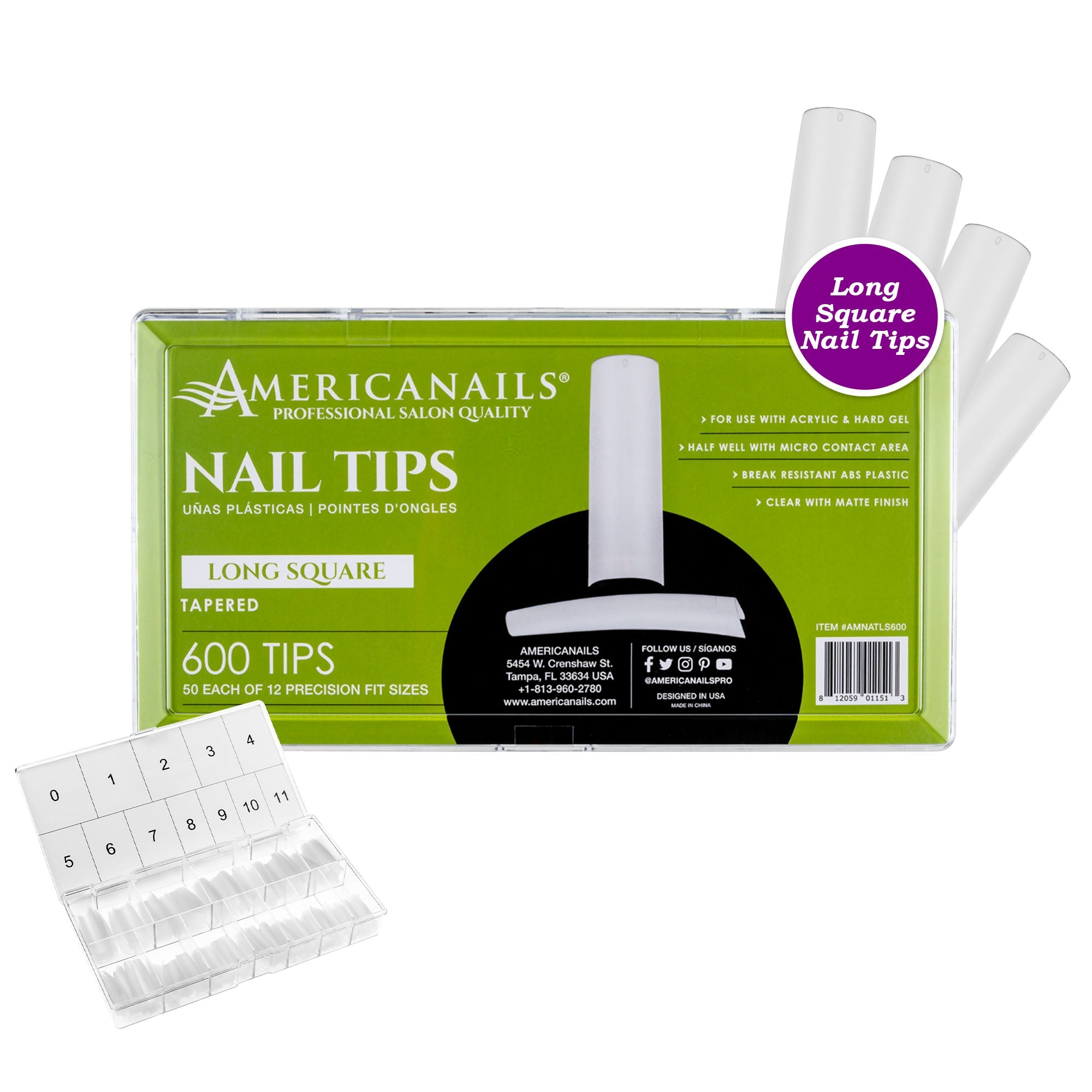 Nail Tips | Long Square 600ct