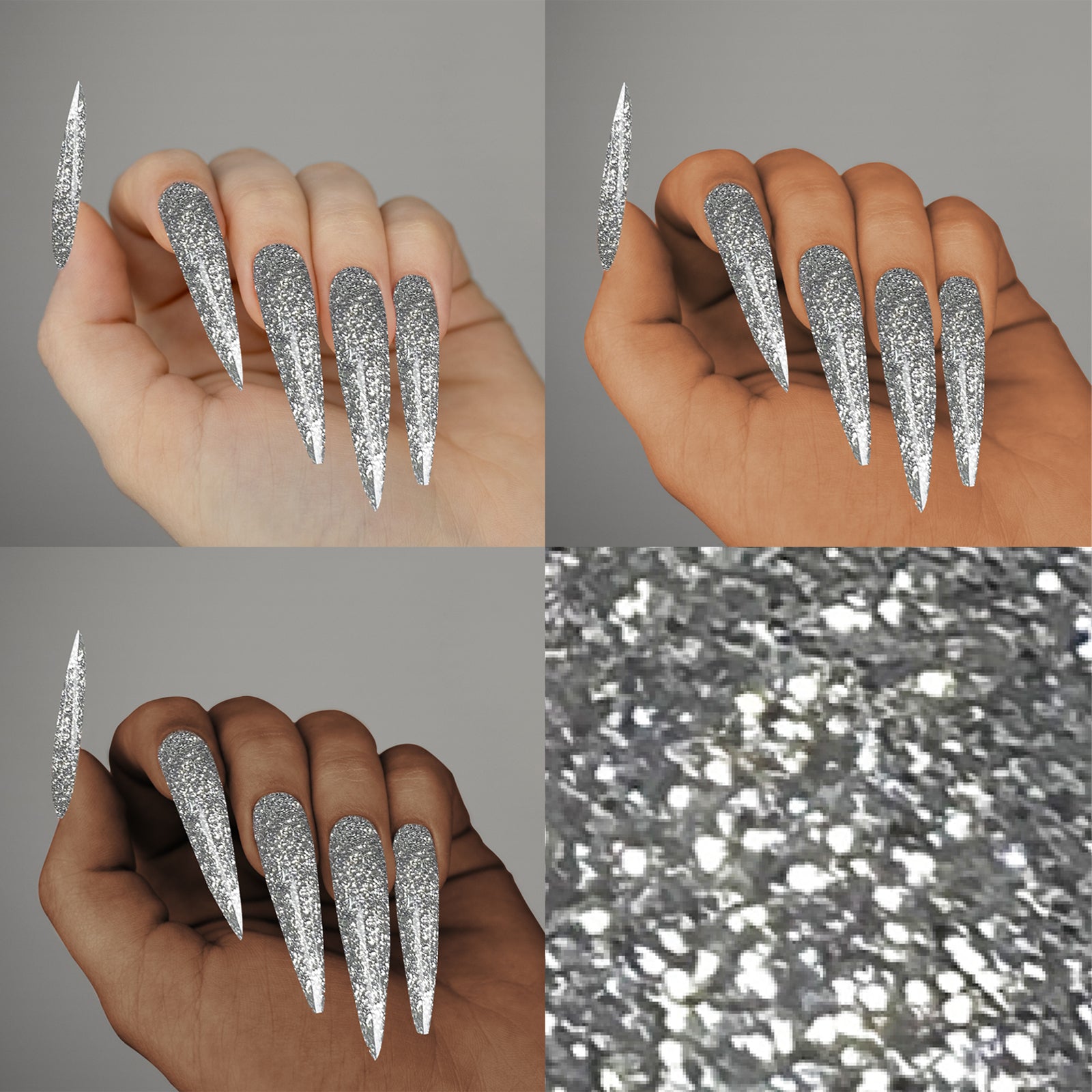 Colored Acrylic Powder | Silver Glitter 2oz