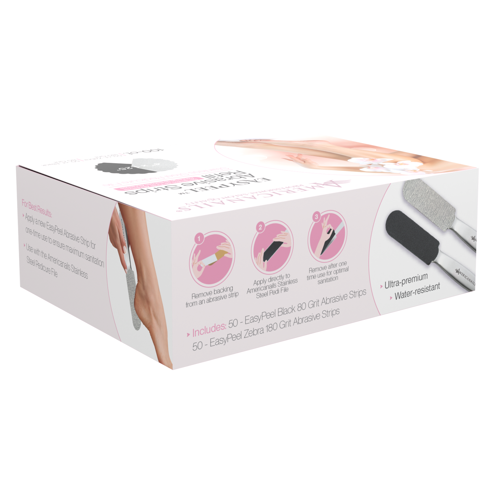 EasyPeel Pedicure Abrasive Strip | 80 + 180 Grit 100ct