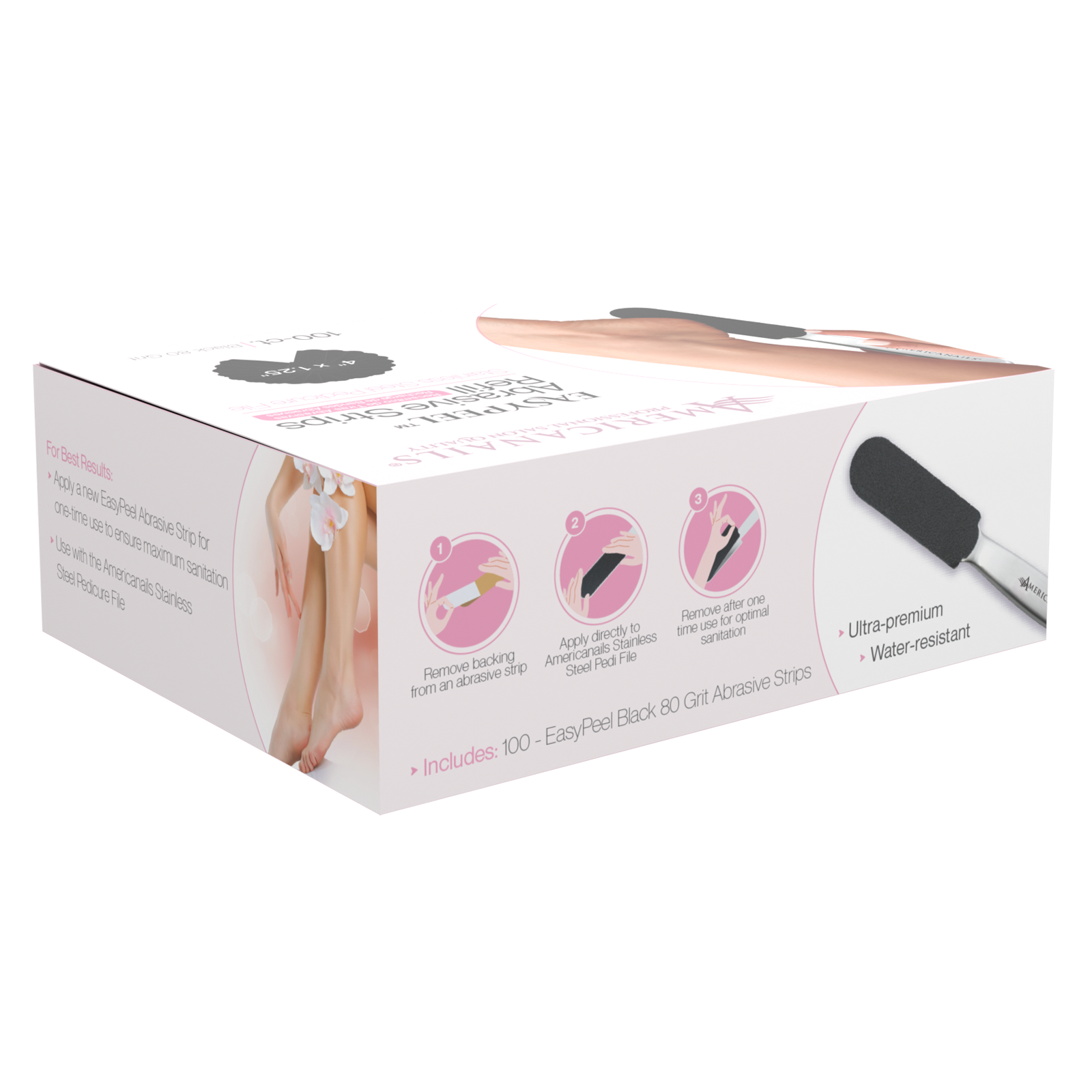 EasyPeel Pedicure Abrasive Strip | Black 80 Grit 100ct