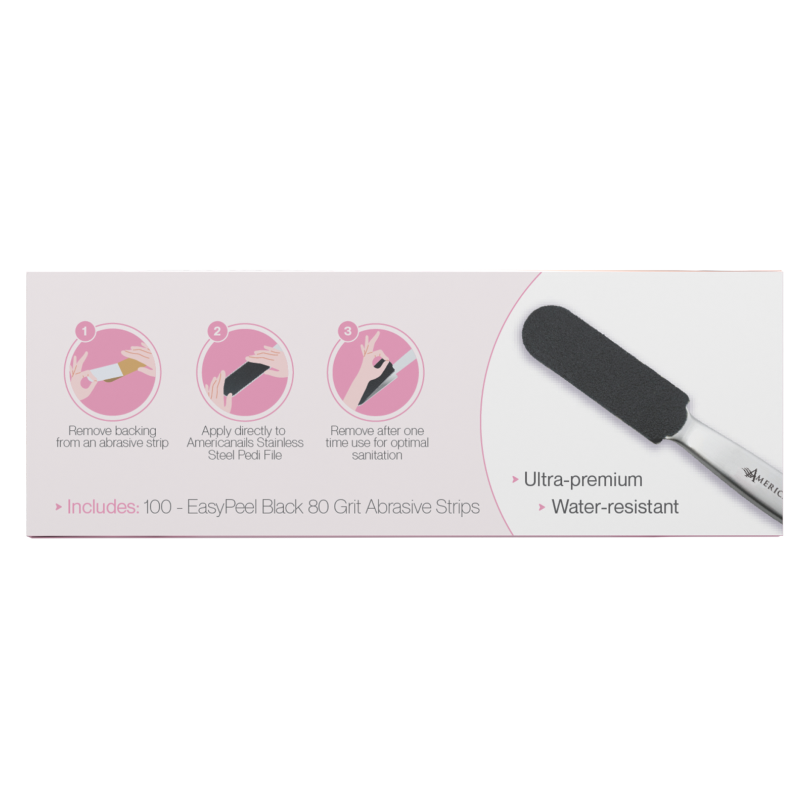 EasyPeel Pedicure Abrasive Strip | Black 80 Grit 100ct