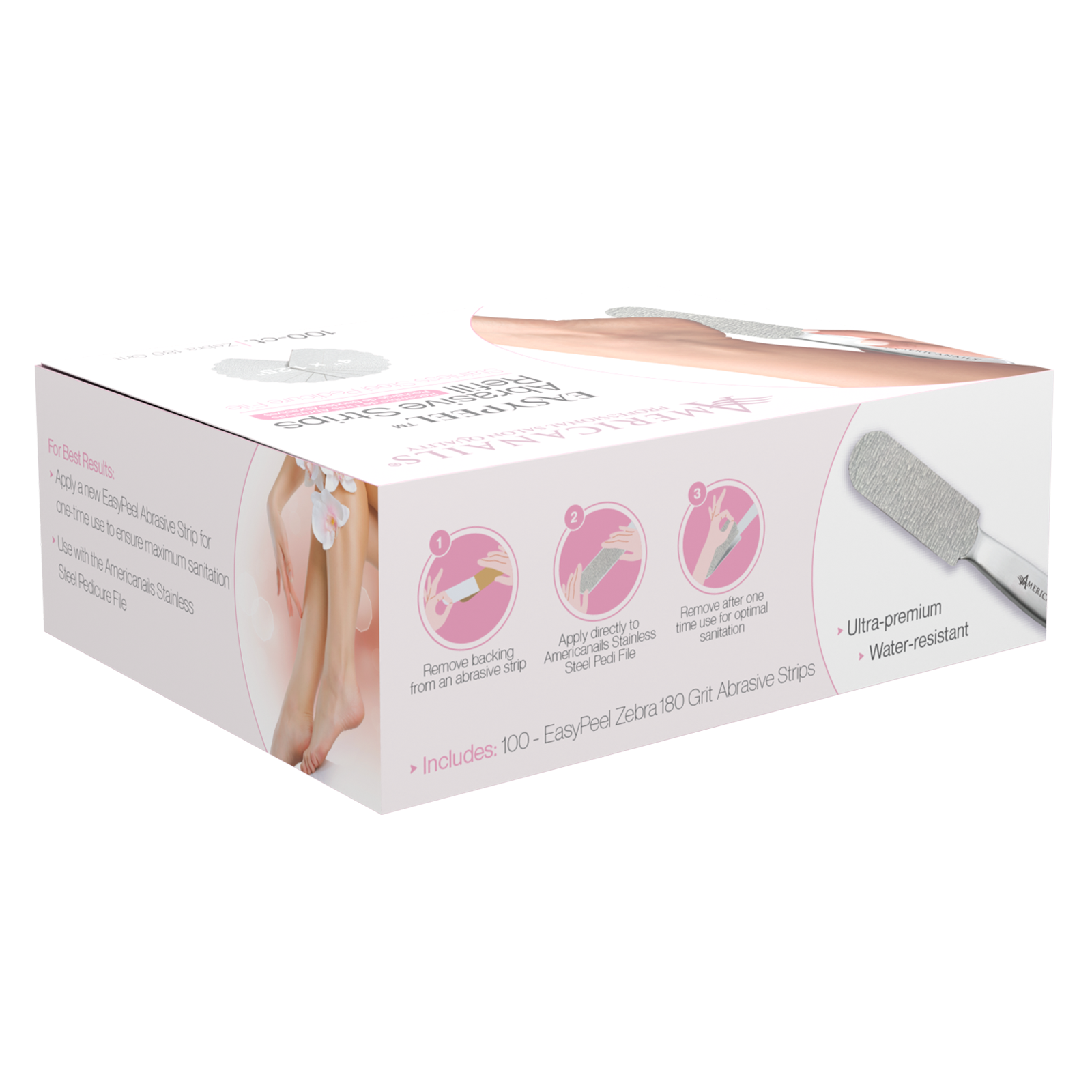 EasyPeel Pedicure Abrasive Strip | Zebra 180 Grit 100ct