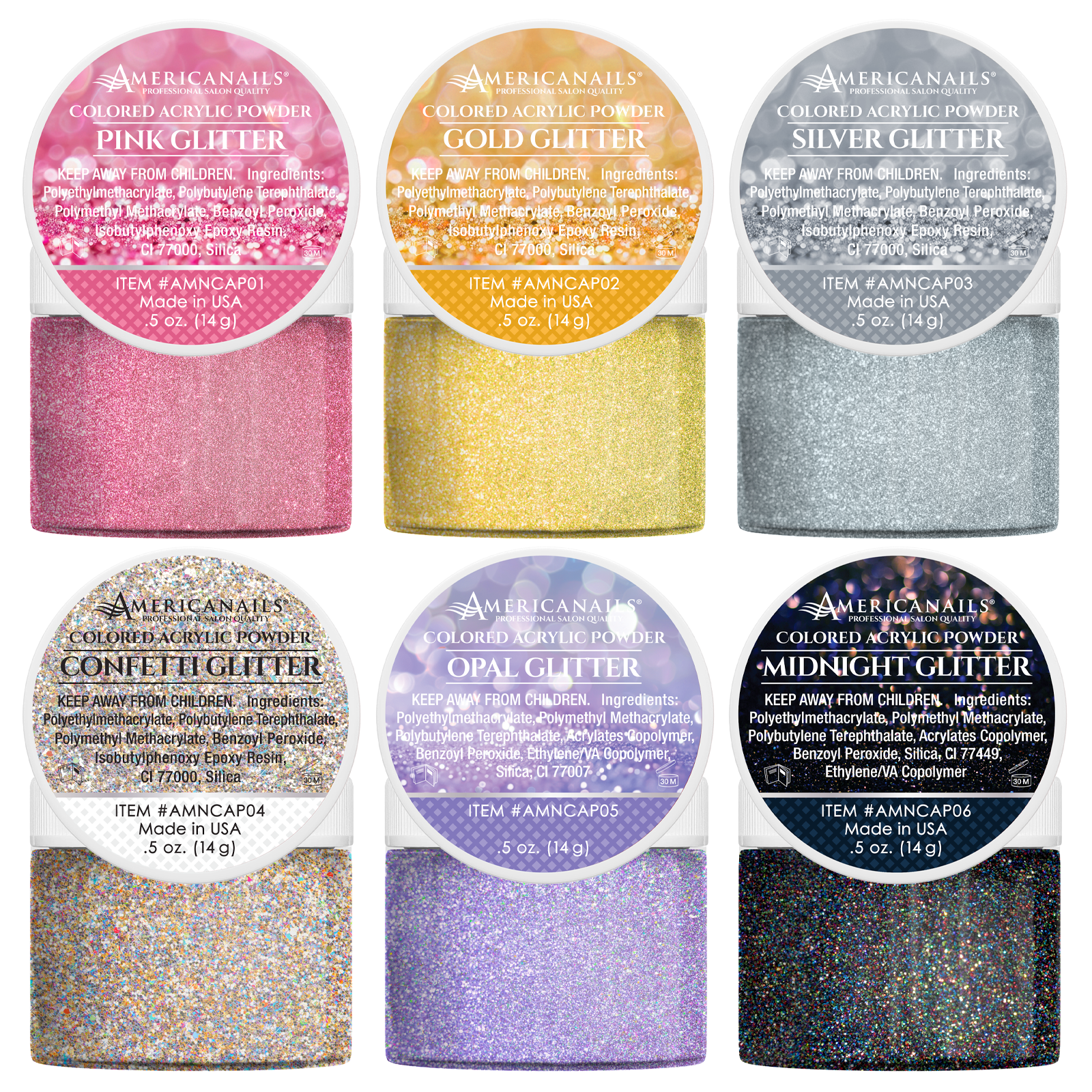 Polvos Acrílicos de Colores | Kit Colección Grand Glitter
