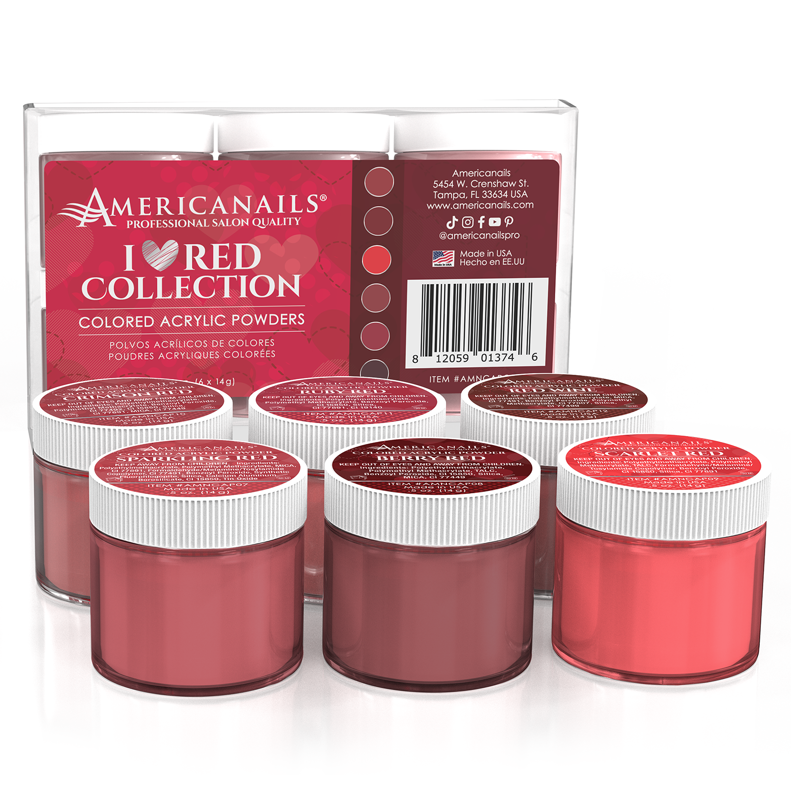 Colored Acrylic Powders | I ♥️ Red Collection Kit
