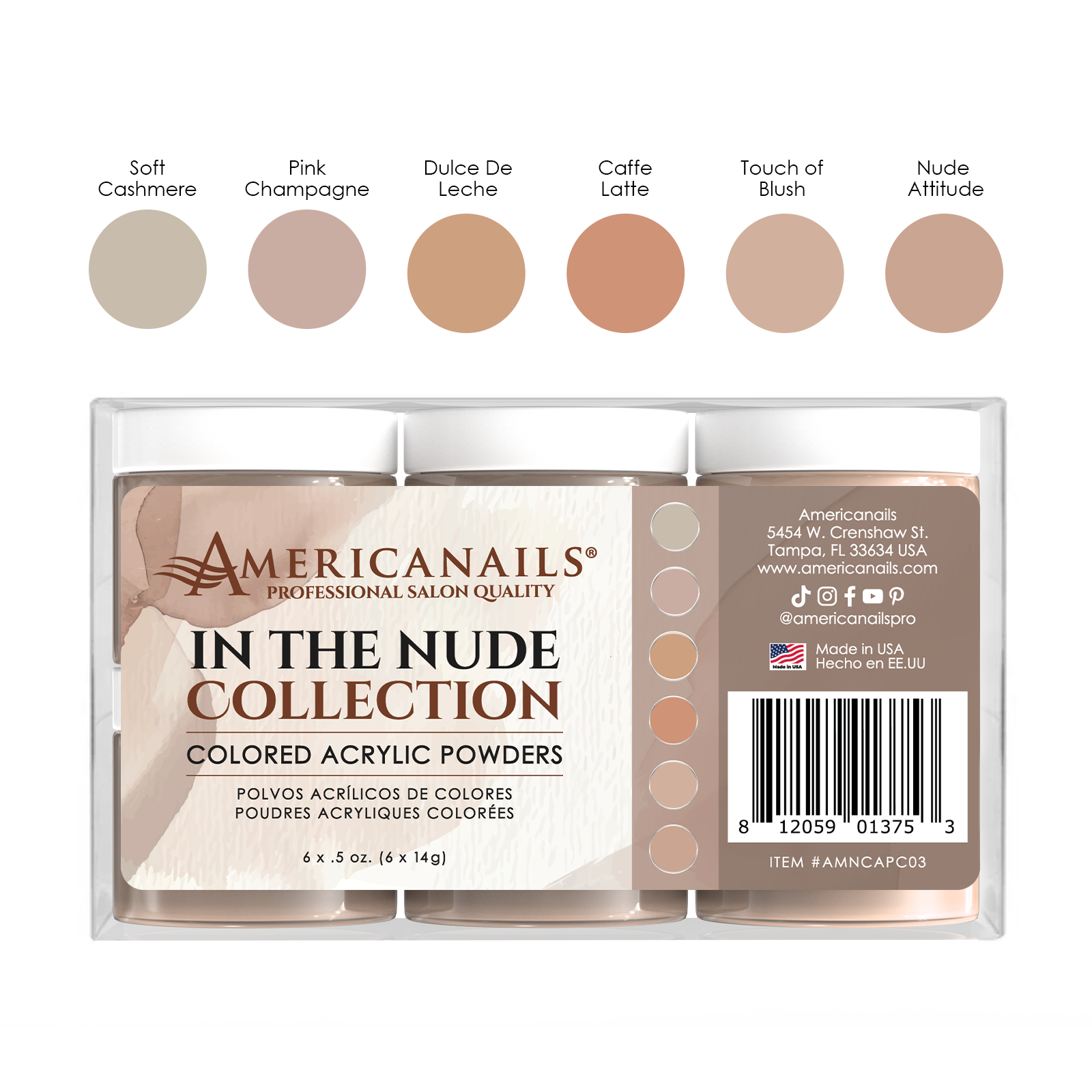 Colored Acrylic Powders | In The Nude Collection Kit