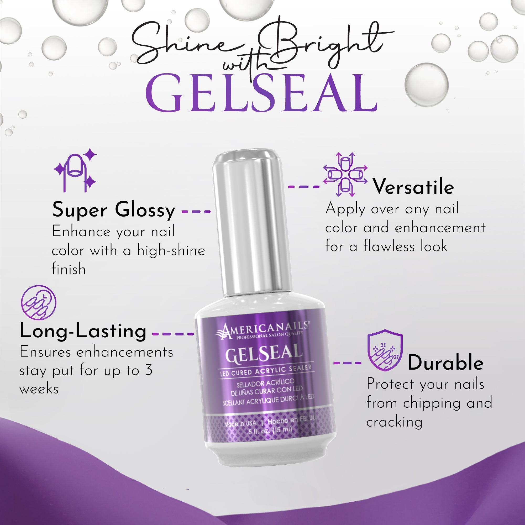 Sellador Acrílico Curado con LED GelSeal 0.5oz