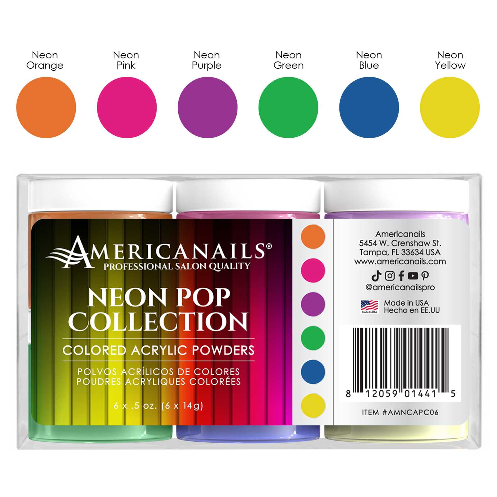 Colored Acrylic Powders | Neon Pop Collection Kit
