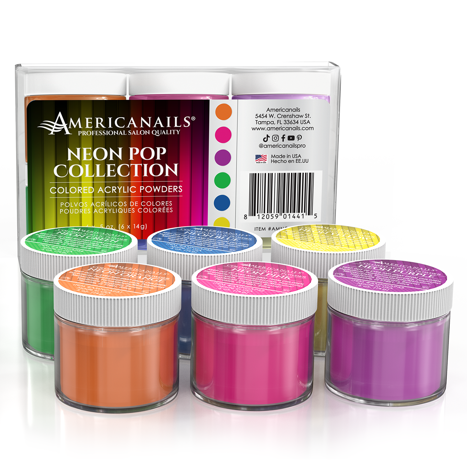 Colored Acrylic Powders | Neon Pop Collection Kit