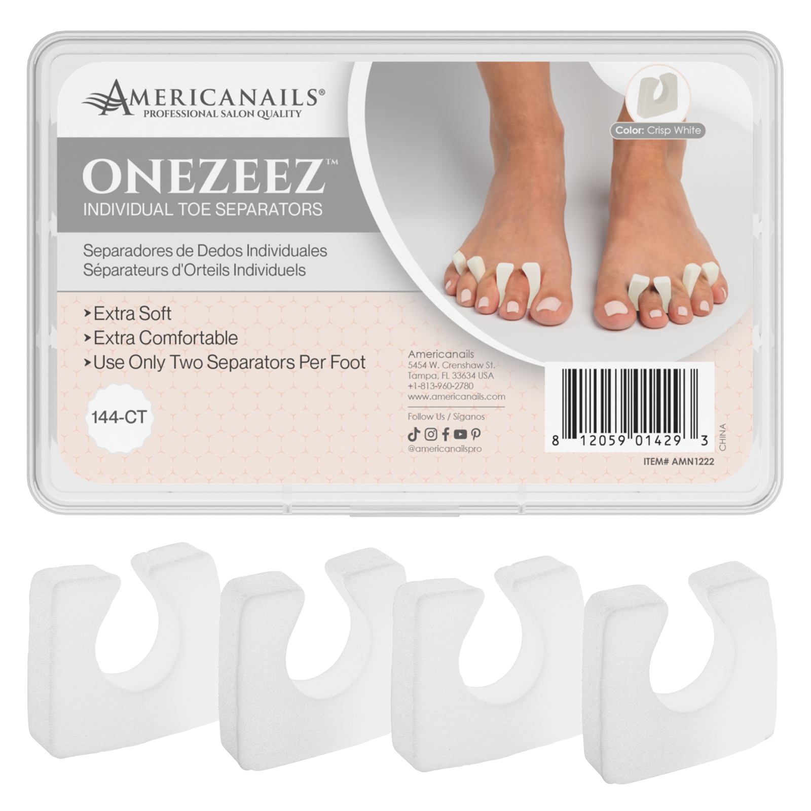 Onezeez Toe Separators | Crisp White 144ct Box