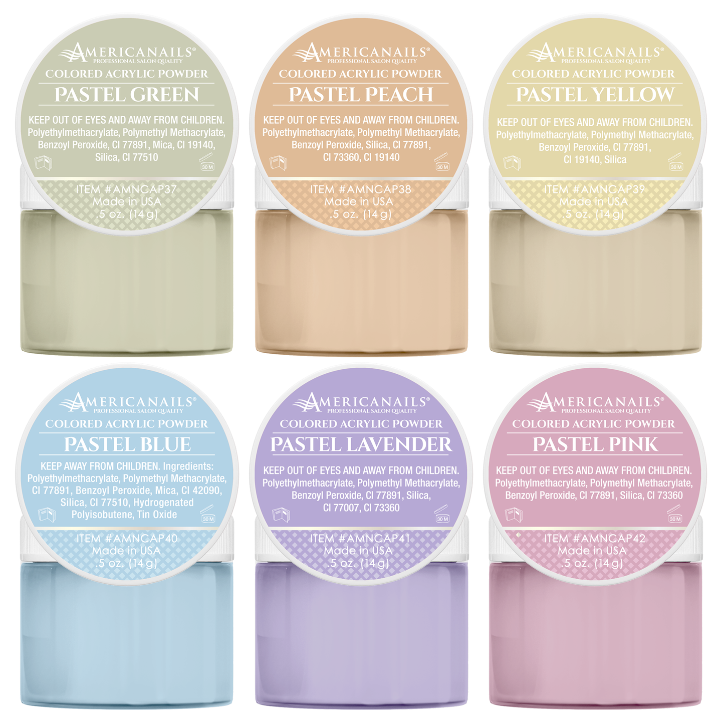 Polvos Acrílicos de Colores | Kit Colección Tonos Pastel