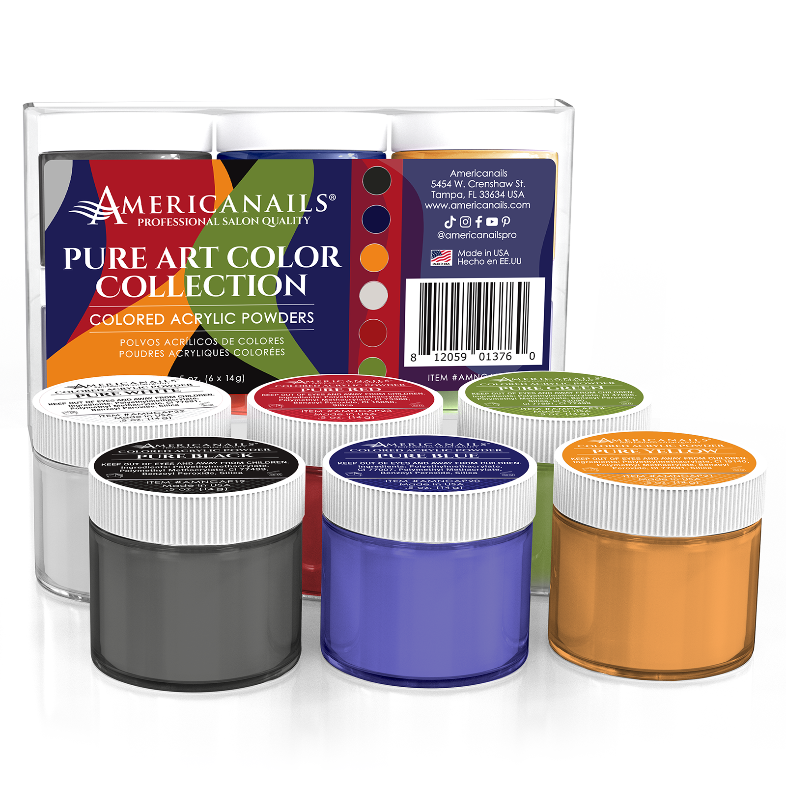 Colored Acrylic Powders | Pure Art Color Collection Kit