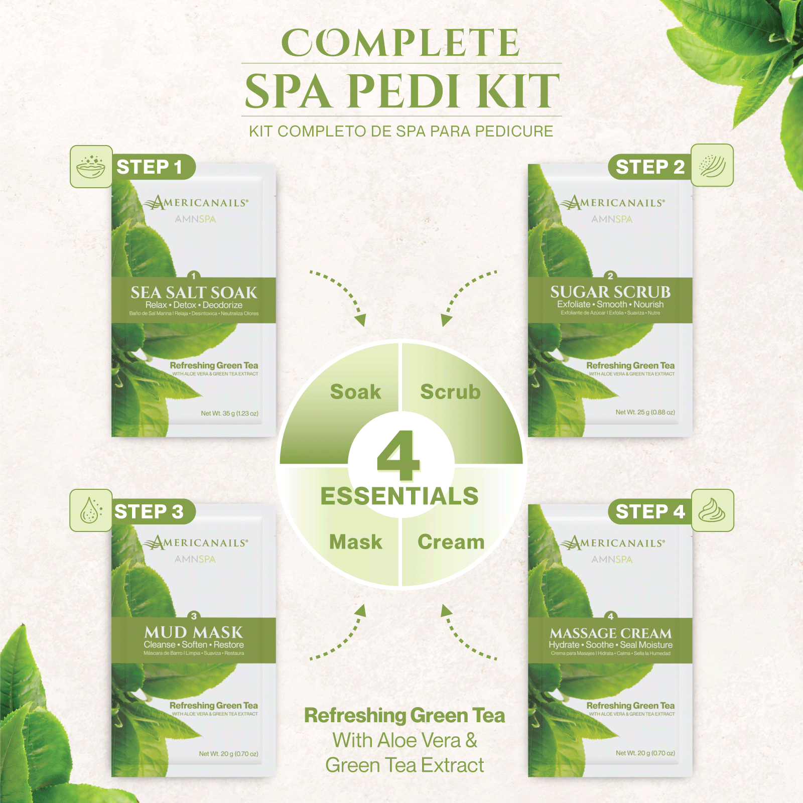 AMN Spa Complete Pedi Kit | Refreshing Green Tea