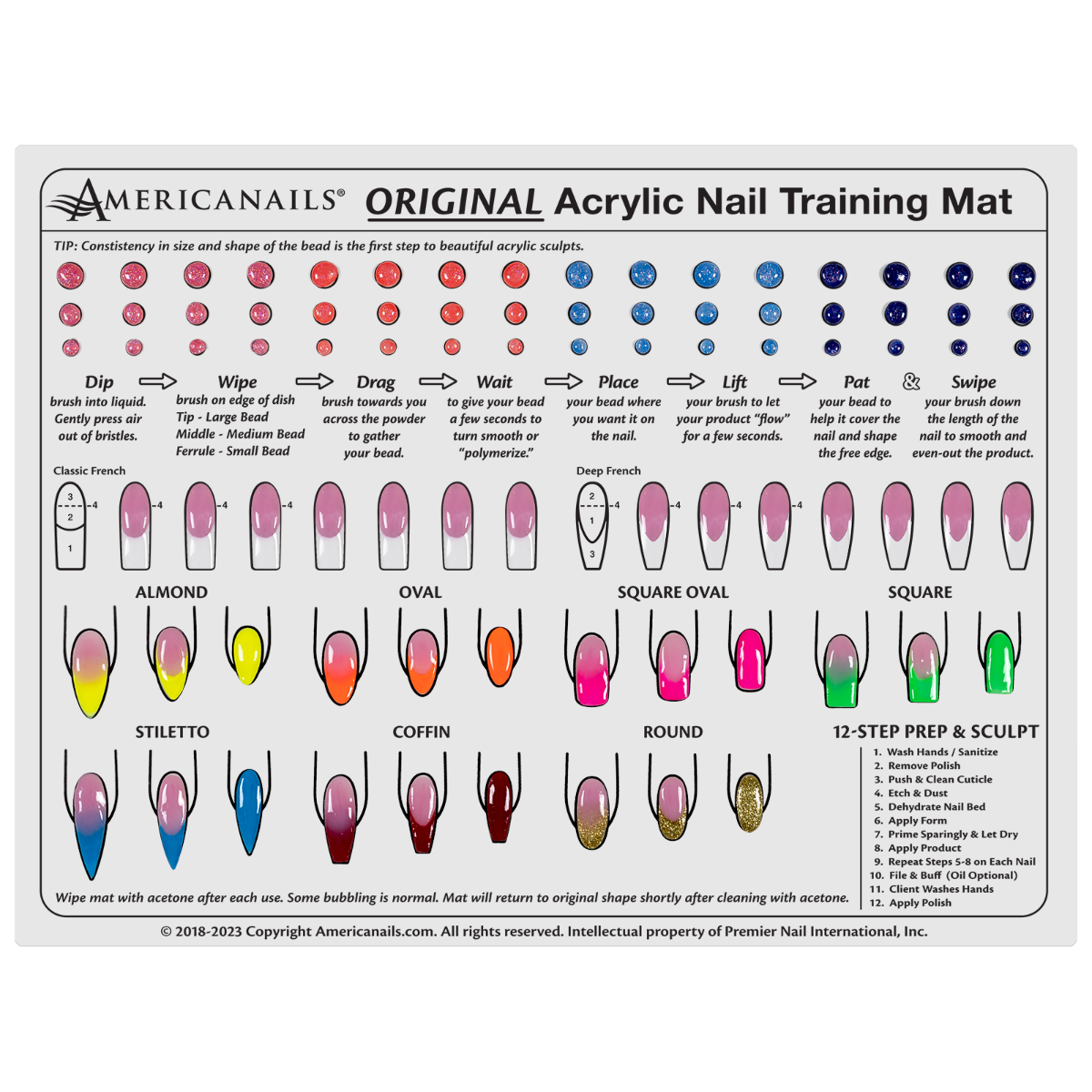 Silicone Acrylic Application Nail Tech Training Mat