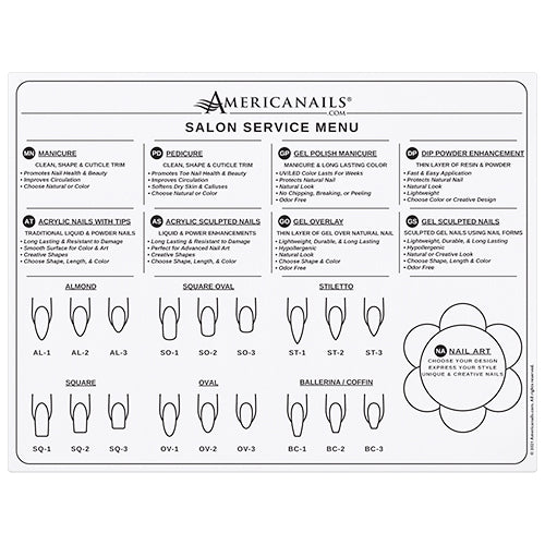Silicone Salon Services Menu Mat