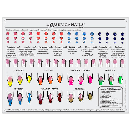 Tapete Instructivo en Silicona Para Técnicas de Uñas Acrílicas