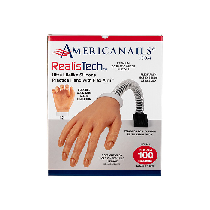 Americanails RealisTech Ultra LifeLike Silicone Practice Hand w/ FlexiArm